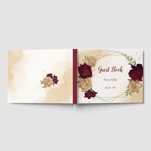 Maroon-Beige Gästebuch (Voll)