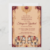 Maroon beige indische Hochzeitelefanten-Vorlage Einladung (Vorderseite)