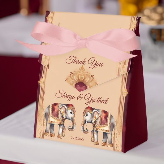 Maroon beige indische Hochzeitelefanten-Vorlage Geschenkschachtel