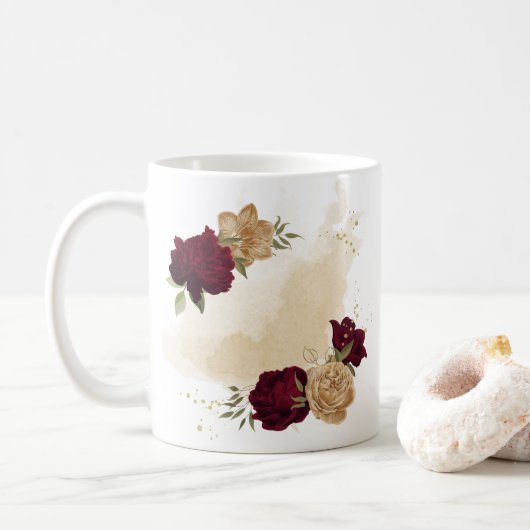 Maroon-Beige Kaffeetasse (Mit Donut)