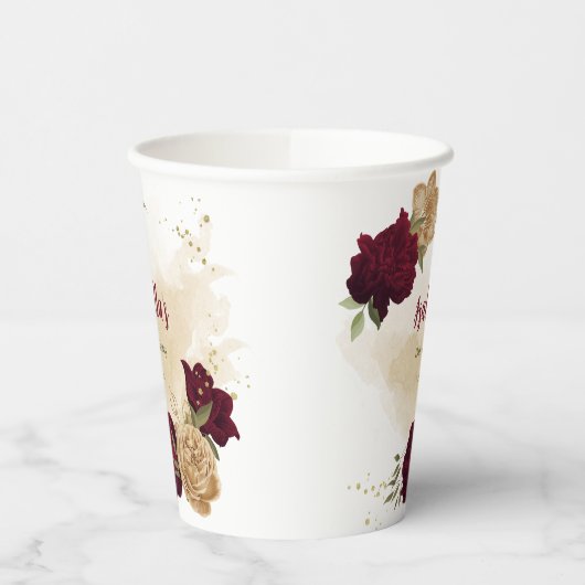 Maroon-Beige Pappbecher (Links)