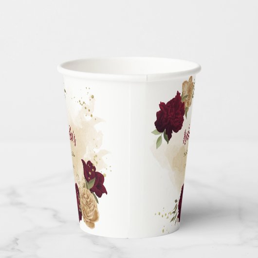 Maroon-Beige Pappbecher (Rechts)