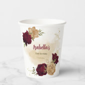 Maroon-Beige Pappbecher (Vorderseite)