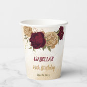 Maroon-Beige Pappbecher (Rückseite)