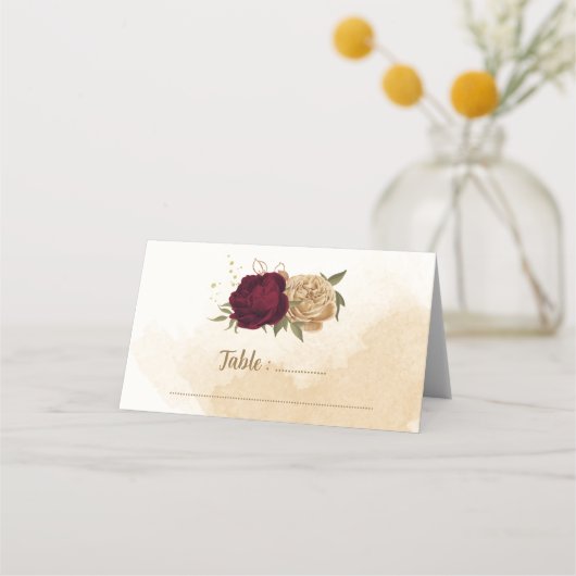 Maroon-Beige Platzkarte (Vorderseite)