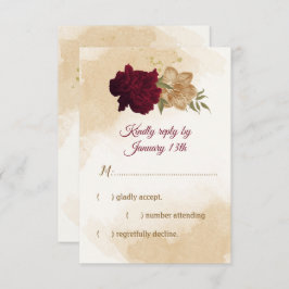 Maroon-Beige RSVP Karte