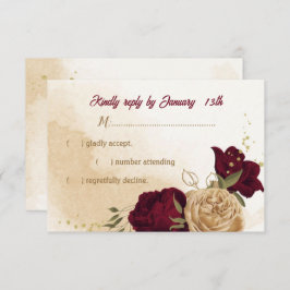 Maroon-Beige RSVP Karte