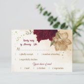 Maroon-Beige RSVP Karte (Stehend Vorderseite)