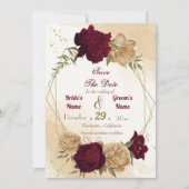 Maroon-Beige Save The Date (Vorderseite)