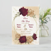 Maroon-Beige Save The Date (Stehend Vorderseite)