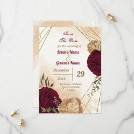 Maroon-Beige Save The Date