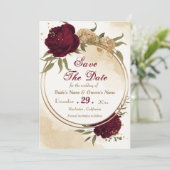 Maroon-Beige Save The Date (Stehend Vorderseite)