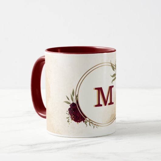 Maroon-Beige Tasse (Vorderseite Links)