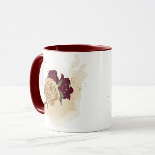 Maroon-Beige Tasse (Vorderseite Links)