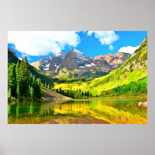 Maroon Bells, Aspen, Colorado Sommerlandschaft Poster (Vorne)