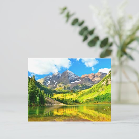 Maroon Bells, Aspen, Colorado Sommerlandschaft Postkarte (Stehend Vorderseite)