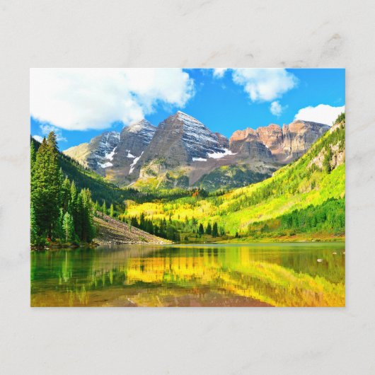 Maroon Bells, Aspen, Colorado Sommerlandschaft Postkarte (Vorderseite)