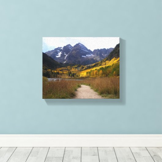 Maroon Bells Colorado Souvenir Leinwanddruck (Insitu (Holzboden))