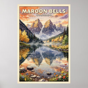 Maroon Bells Colorado Vintage Reise Poster