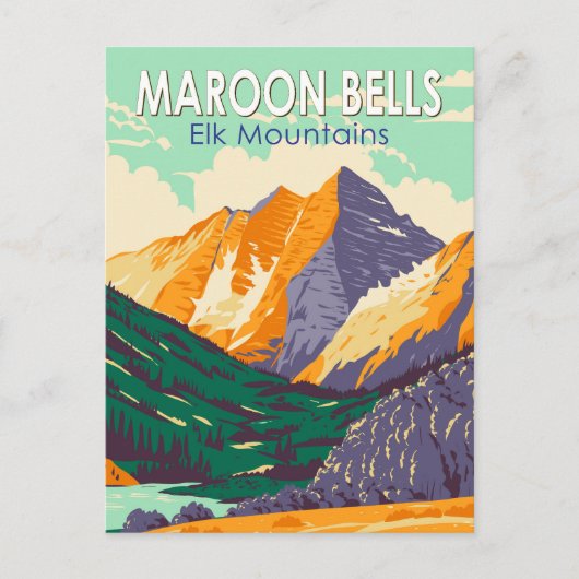 Maroon Bells - Elk Gebirge Vintage Kunst Postkarte (Vorderseite)
