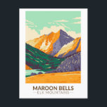 Maroon Bells Elk Mountains Colorado Vintag Postkarte<br><div class="desc">Die Maroon-Glocken sind zwei Gipfel im Elk-Gebirge,  Maroon Peak und North Maroon Peak an der Grenze zwischen Pitkin-Landkreis und Gunnison Landkreis,  Colorado.</div>