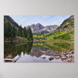 Maroon Bells im Herbst, Colorado Poster