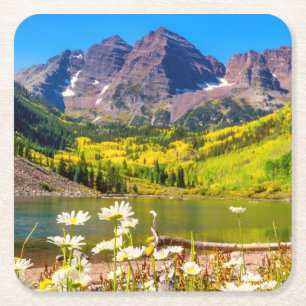 Maroon Bells in Aspen, Colorado Rechteckiger Pappuntersetzer