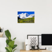 Maroon Bells mit Herbstaspenwald. Poster (Heimbüro)