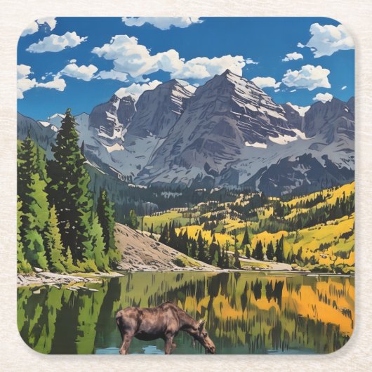 Maroon Bells Paper Napkin Rechteckiger Pappuntersetzer (Vorderseite)