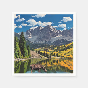 Maroon Bells Paper Napkin Serviette