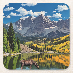 Maroon Bells Rechteckiger Pappuntersetzer
