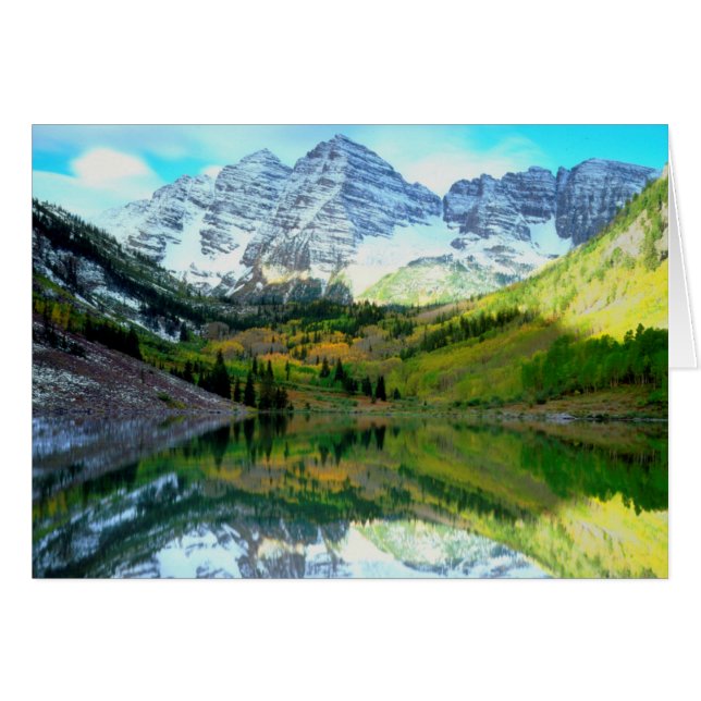 Maroon Bells reflektiert Maroon Lake (Vorderseite (Horizontal))
