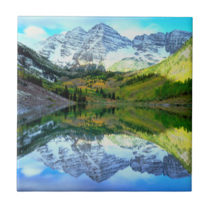 Maroon Bells reflektiert Maroon Lake Fliese