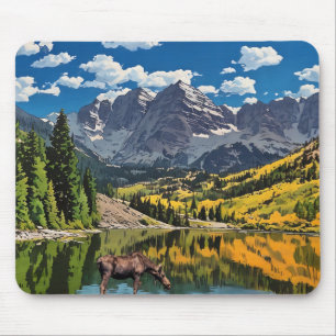 Maroon Bells und Elch Mousepad