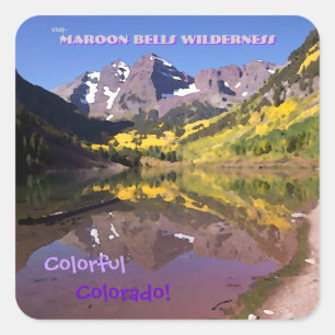 Maroon Bells Vintag Style Quadratischer Aufkleber