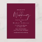 Maroon Berry Script Typografy Budget Wedding (Vorderseite)