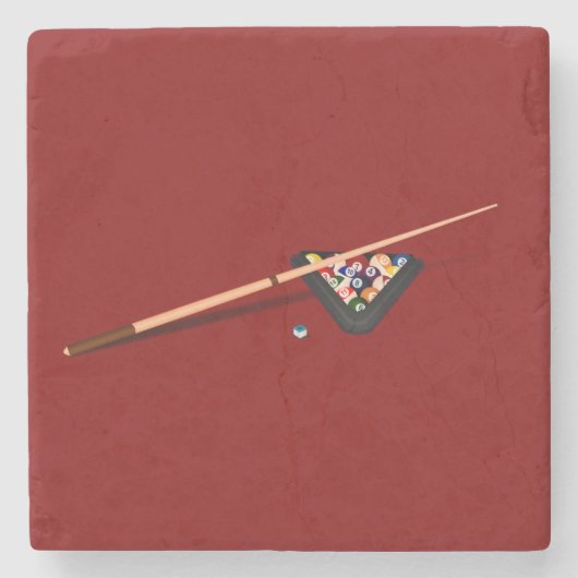 Maroon Billard-Tisch Steinuntersetzer (Vorderseite)