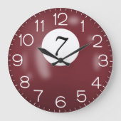 Maroon Billiard #7 Ball Große Wanduhr (Vorderseite)