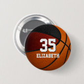 Maroon Black Basketball Club Farben Button (Vorne & Hinten)