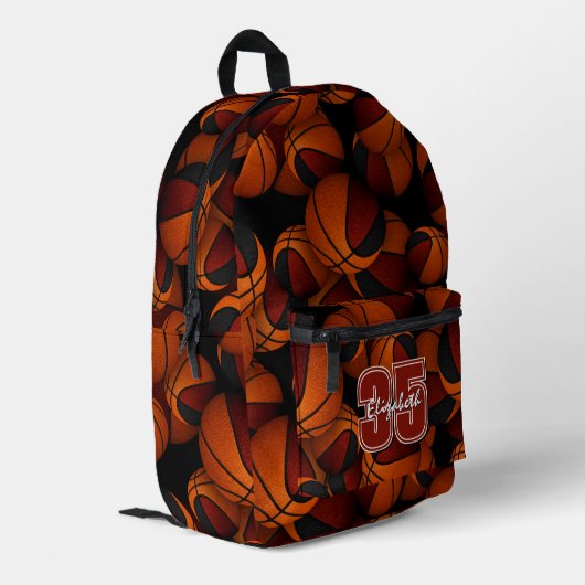 Maroon Black Basketball Team Farben Spielername Bedruckter Rucksack (Rückseitige Ecke links)