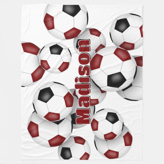 Maroon Black Fußball Kinderspielplatz Fleecedecke (Vorderseite)
