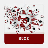 Maroon Black Fußball Stars personalisiert Ornament Aus Metall (Rückseite)