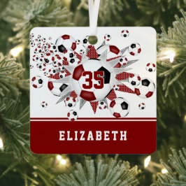 Maroon Black Fußball Stars personalisiert Ornament Aus Metall