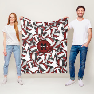 Maroon Black Girls Volleyball Team Farben Fleecedecke