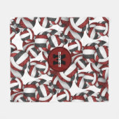 Maroon Black Girls Volleyball Team Farben Fleecedecke (Vorderseite (Horizontal))