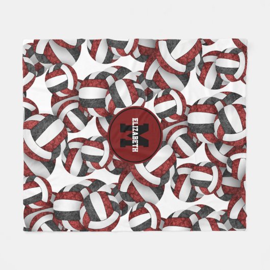 Maroon Black Girls Volleyball Team Farben Fleecedecke (Vorderseite (Horizontal))