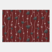 Maroon & Black Graduation Cap Toss Wrapping Paper Geschenkpapier Set (Vorderseite)