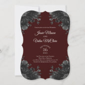 Maroon Black Gray Rose Gothic Elegante Hochzeit Einladung (Vorderseite)
