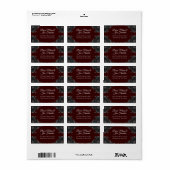 Maroon Black Gray Rose Gothic Wedding Adressaufkleber (Vorne)