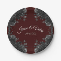 Maroon Black Gray Rose Gothic Wedding